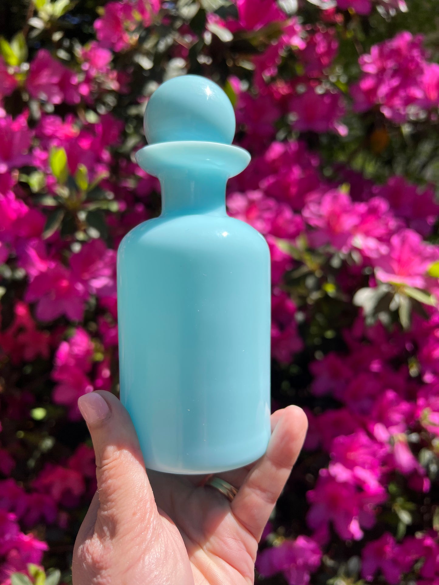 Light blue opaline perfume bottle