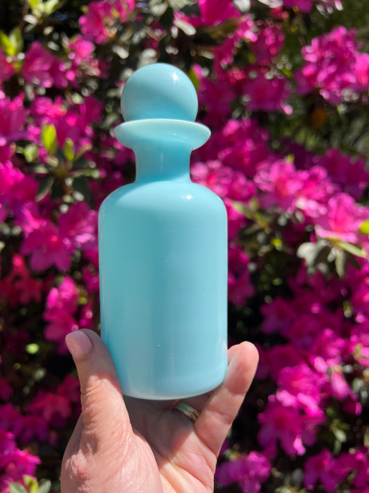 Light blue opaline perfume bottle